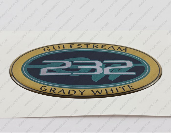 Grady White 232 Gulfstream Raised Domed 3D Decal 5" x 2.7" 1pcs.